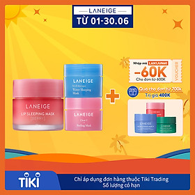 Mặt Nạ Ngủ Cho Môi Hương Berry Laneige Lip Sleeping Mask Berry 20g - Tặng Mặt Nạ Ngủ Water Sleeping Mask 15ml + Tặng Mặt Nạ Clear-C Peeling Mask 15ml