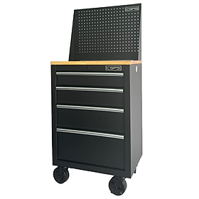 Mua Tủ dụng cụ CSPS 61cm - 04 hộc kéo màu đen bánh xe ván gỗ vách lưới (tay cầm trắng)
