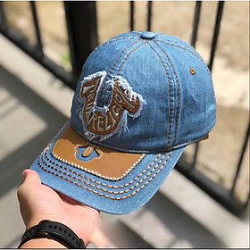 Nón kết, mũ lưỡi trai Ông Địa da phối vải jeans form đẹp thời trang cao cấp đường phố