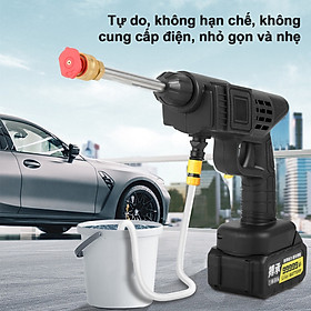 Mua Máy rửa xe không dây sạc pin đa năng kèm phụ kiện loại tốt áp lực mạnh rửa ô tô xe máy sân vườn hàng chất lượng cao