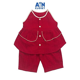 Bộ quần áo lửng bé gái Đỏ mận sát nách cotton dệt - AICDBGCIBHPH - AIN Closet