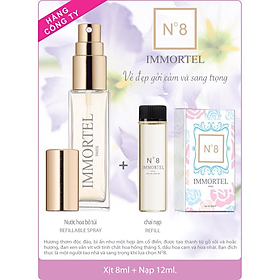 Nước Hoa IMMORTEL No8 (GỒM CHAI XỊT 8ML + CHAI NẠP 12)