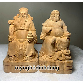 Cặp thần tài thổ địa phong thủy cầu tài lộc bằng gỗ ngọc Am thơm nức cao 20x11x10cm