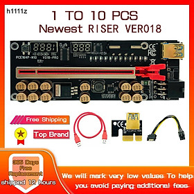 1-10pcs Ver018 thẻ Riser PCIe 018 PCI Express 1x đến 16x Extender 6pin 4Pin Power 0,6M USB3.0 Riser cho bộ điều hợp thẻ video Chiều dài cáp: 0,6m