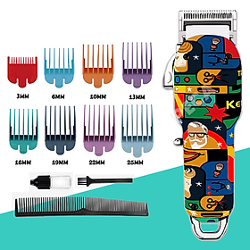 Tông đơ cắt tóc Kemei KM-MAX2092 sạc nhanh USB pin trâu công suất mạnh kèm 8 cữ lược căn độ dài tóc chuyên dụng