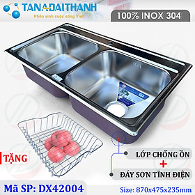 Mua Chậu Rửa Chén Bát Tân Á Đại Thành Inox SUS304 Loại 2 Hộc Nhiều Kích Thước - Đáy chậu sơn tĩnh điện  cao su chống ồn cao cấp