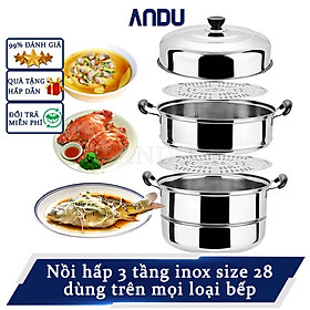 Mua Nồi Hấp Inox 3 Tầng 28cm Chất Liệu Inox Không Gỉ  Bền Bỉ  An Toàn Cho Sức Khỏe Người Sử Dụng