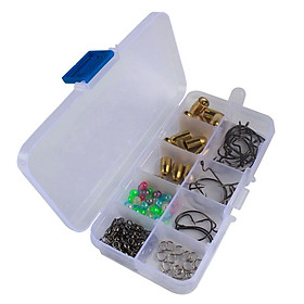 Hình ảnh Fishing Sinkers Set with Brass Sinker Weights Jig Hooks Fishing Swivel Ring Connector Plastic Box for Freshwater Saltwater Bass Fishing