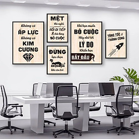 Mua (ẢNH THẬT) Tranh treo tường văn phòng bộ 5 tấm có sẵn khung kèm đinh treo