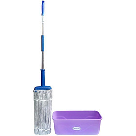 Combo cây lau trợ lực cao cấp Homeeasy vuông trung HO-06 + Xô đựng nước lau nhà 45cm