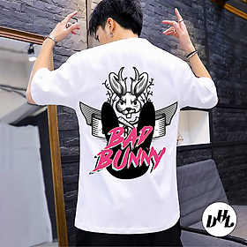 Áo thun trắng trẻ trung năng động Bad Bunny, Unisex Nam Nữ có Size áo từ 25-95kg