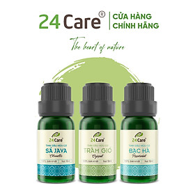 Hình ảnh Combo 3 Tinh dầu Sả Chanh + Bạc Hà + Cam Úc 24Care 10ml/Chai