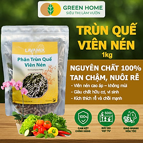 Phân Trùn Quế Viên Nén Greenhome, Lavamix, Bao 1kg, Dinh Dưỡng Hữu Cơ, Không Mùi, Tốt Cho Lan, Bonsai, Rau, Cây Ăn Trái - 1 TRÙN NÉN 1KG LVM