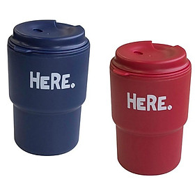 Combo 2 cốc uống nước kèm nắp xoay có lỗ cắm ống hút 320ml