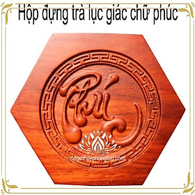 Hộp Đựng Chè Lục Giác Chữ Phúc - Hộp Trà Gỗ Hương Sang Trọng