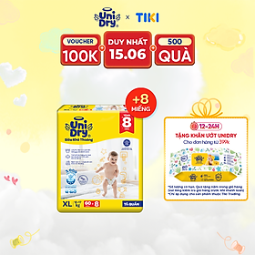 Tã quần UniDry Siêu khô thoáng gói Jumbo mới size XL - 60 miếng + 8 miếng