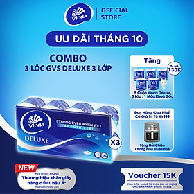 Giấy vệ sinh cao cấp Vinda Deluxe 3 lớp (8 Cuộn)