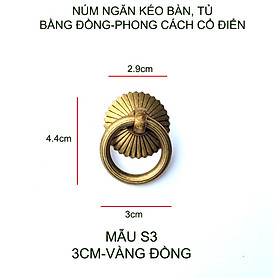 Mua 01 Tay nắm ngăn kéo bàn  cánh tủ phong cách cổ điển Vintage  bằng đồng đặc  mẫu S3