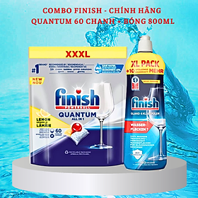 Nước bóng 800ml + 60 Viên rửa bát finish quantum max 14 in 1