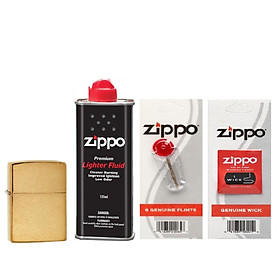 Combo 4 sản phẩm : Bật lửa Zippo Armor 168+Xăng+Đá+Bấc