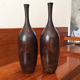 Bộ 2 bình trang trí gỗ chiu liu