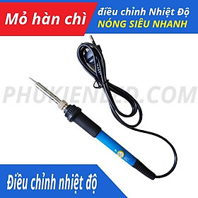 MỎ HÀN CHÌ ĐIỀU CHỈNH NHIỆT ĐỘ 220V, 60W, MÀU XANH TAY CẦM CAO SU CÁCH NHIỆT, NHỎ GỌN