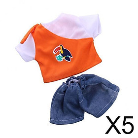5xOrange T-shirt Short Jeans Pants for 14'' Wellie Wishers Doll