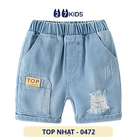 Quần short jean bé trai 27Kids WELLKIDS Quần đùi bò mềm lưng chun nam cho