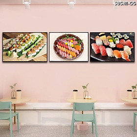Tranh treo tường trang trí decor quán shushi- Tranh trang trí quán ăn tranh có khung kèm đinh treo