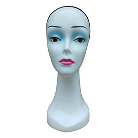 Female Plastic Mannequin Display Head Long Neck For Wig Hat Jewelry - White, A