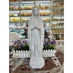 Tượng Chúa chấp tay, Đức Mẹ Maria đá cẩm thạch trắng - Cao 50 cm