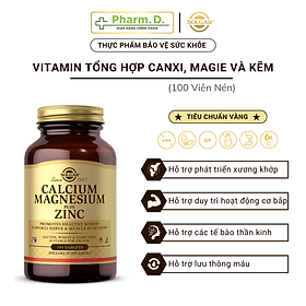 Viên Uống Solgar Calcium Magnesium Plus Zinc Bổ Sung Canxi, Magie, Kẽm Hỗ Trợ Sức Khỏe Xương Khớp, Hệ Thần Kinh (Hộp 100 Viên)