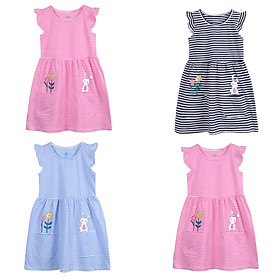 Đầm Bé Gái Tay Cánh tiên MEEJENA 11-26 kg️Váy Bé Gái Vải Thun Sọc Tùng Xòe 2-9 tuổi ️Váy cho bé gái eo nhún, in hình mèo xinh xắn ️Đầm Trẻ Em Sọc Nhún Eo Dễ Thương️Đầm Thun Cho Bé Gái-1788