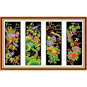 tranh đính đá Tứ quý xuân hạ thu đông 126x75cm - chưa đính