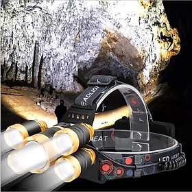 Mua Đèn Pin Đội Đầu Đeo Trán 5 Bóng T6 Siêu Sáng Kèm Pin Sạc