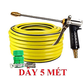 Mua ️Evoucher Bộ dây vòi xịt nước rửa xe  tưới cây   tăng áp 3 lần  loại 3m  5m 206318Mđầu đồng  đai cút vàng+ mở chai