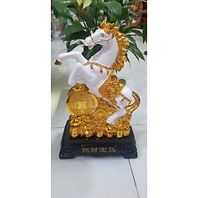 Tượng Ngựa TRẮNG Hay Bạch Mã Phong Thuỷ Đứng Tiền Đế Gỗ Mới đẹp Cao 33cm Ngang 20cm Sâu 11cm Ý nghĩa biểu tượng Thành Công Tài Lộc mệnh Kim mệnh Thuỷ trưng phòng khách nhà , công ty, bàn làm việc , quà biếu tặng ạ