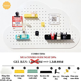 Bảng Pegboard Dola Home hình đám mây trang trí nhà cửa và để đồ đạc ngăn nắp, mẫu mã độc quyền