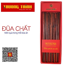 Đũa Gỗ Trắc Đỏ Cao Cấp Trường Thịnh Loại Đặc Biệt/ Hộp Màu Đỏ/ 10 Đôi Vuông Trơn