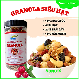 Granola siêu phân tử macca úc Nunuts với 10% yến mạch là ngũ ly ăn ngay tắp lự dành riêng cho u, người mong muốn tăng hạn chế cân nặng nặng