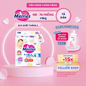 Tã/bỉm dán Merries size NB - 76 miếng (dành cho bé dưới 5kg)