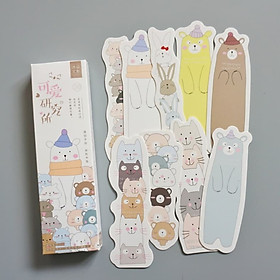 Hộp 30 Bookmark đánh dấu sách hội động vật cute BM008