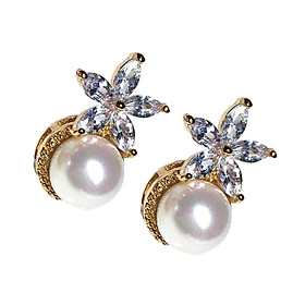 Crystal Earrings Simulated Pearl Ear Studs Wedding Party Gift Dangle Earring