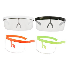 Oversized Frame  Visor Flat Top Sunglasses 4 Pieces