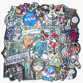 Hộp 100 Sticker Astronaut Phi hành gia vũ trụ dán Laptop, Vali, Mũ bảo hiểm, Điện thoại, Xe máy, hình dán chủ đề Phi hành gia