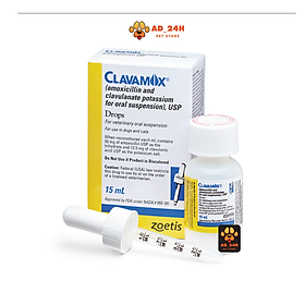 CLAVAMOX Drops Siro khánh sinh kháng viêm hỗ trợ nhiễm trùng da, tiết niệu, bàng quang cho Chó Mèo - 15ml