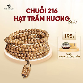 Vòng tay Trầm Hương tự nhiên 216 hạt Việt Nam xám - Tài Lộc, Bình an, Hạnh Phúc  - Thiên Mộc Hương