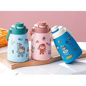Bình Thủy Tinh Bọc Nhựa 500ML Kèm Sticker