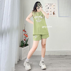 Set bộ mặc nhà ba lỗ in chữ áo tanktop cá tính