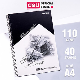 Sổ Phác Thảo Chì Lò Xo 110gsm A4 Sổ Vẽ Tranh Chì Sketchnote Deli - Hoạ Cụ Chuyên Nghiệp Phù Hợp Học Sinh Mĩ Thuật Thiết Kế Thời Trang - 7698